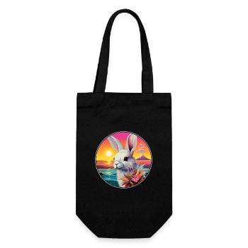 Hase buntes Aquarell Cartoon Kawaii Tier - Geschenkbeutel für Flaschen - Schwarz - Vorne