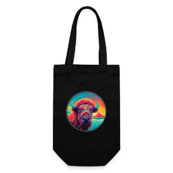 Buffalo Colorful Watercolor Cartoon Kawaii Animal - Gift Bag for Bottles - black - Front
