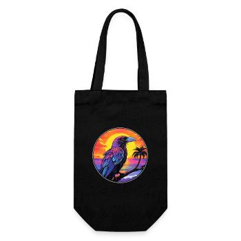 Crow Colorful Watercolor Cartoon Kawaii Animal - Gift Bag for Bottles - black - Front