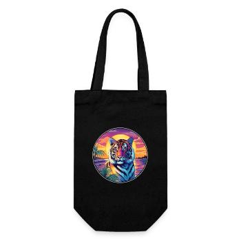 Tiger Colorful Watercolor Cartoon Kawaii Animal - Gift Bag for Bottles - black - Front