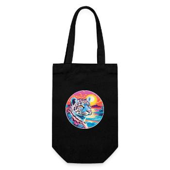 Snow Leopard Colorful Watercolor Cartoon Kawaii - Gift Bag for Bottles - black - Front