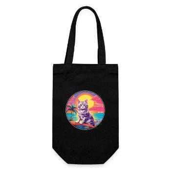 Katze buntes Aquarell Cartoon Kawaii Tier - Geschenkbeutel für Flaschen - Schwarz - Vorne