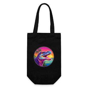 Crocodile Aquarelle Colorée Dessin Animé Kawaii Pet - Sac à bouteille - noir - Devant