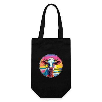 Kuh buntes Aquarell Cartoon Kawaii Tier - Geschenkbeutel für Flaschen - Schwarz - Vorne