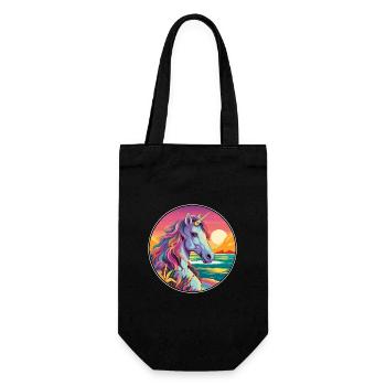 Unicorn Colorful Watercolor Cartoon Kawaii Animal - Gift Bag for Bottles - black - Front