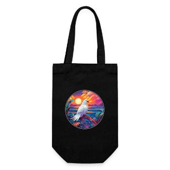 Dove Colorful Watercolor Cartoon Kawaii Animal - Gift Bag for Bottles - black - Front