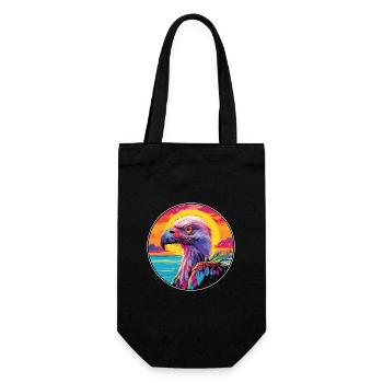 vautour coloré aquarelle dessin animé Kawaii Animal - Sac à bouteille - noir - Devant