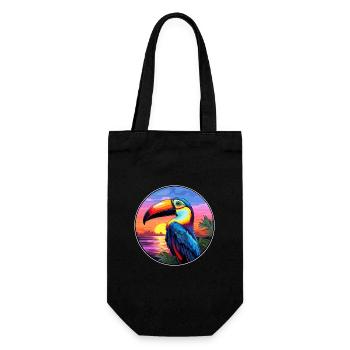 Toucan Colorful Watercolor Cartoon Kawaii Animal - Gift Bag for Bottles - black - Front