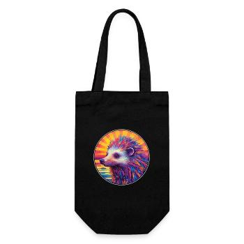 Porc-épic coloré aquarelle dessin animé kawaii animal de compagnie - Sac à bouteille - noir - Devant