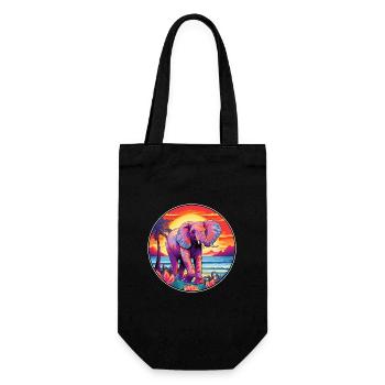 Éléphant Aquarelle Colorée Dessin Animé Kawaii Animal - Sac à bouteille - noir - Devant