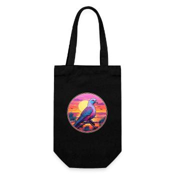 Taube buntes Aquarell Cartoon Kawaii Tier - Geschenkbeutel für Flaschen - Schwarz - Vorne
