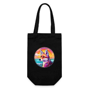 Fox Colorful Watercolor Cartoon Kawaii Animal - Gift Bag for Bottles - black - Front