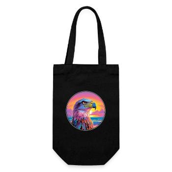 Hawk Colorful Watercolor Cartoon Kawaii Animal - Gift Bag for Bottles - black - Front