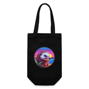 Igel Buntes Aquarell Cartoon Kawaii Tier - Geschenkbeutel für Flaschen - Schwarz - Vorne