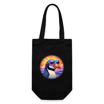Penguin Colorful Watercolor Cartoon Kawaii Animal - Gift Bag for Bottles - black - Front