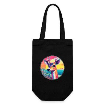 Impala Buntes Aquarell Cartoon Kawaii Tier - Geschenkbeutel für Flaschen - Schwarz - Vorne
