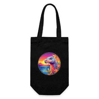 Komodowaran Buntes Aquarell Cartoon Kawaii - Geschenkbeutel für Flaschen - Schwarz - Vorne