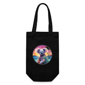 Koala Buntes Aquarell Cartoon Kawaii Tier - Geschenkbeutel für Flaschen - Schwarz - Vorne