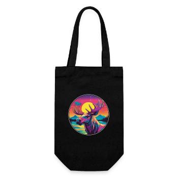 Elch bunte Aquarell-Karikatur Kawaii-Tier - Geschenkbeutel für Flaschen - Schwarz - Vorne