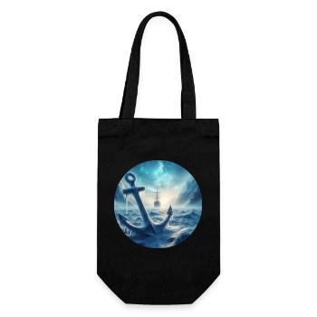 Anker und Schiff Eis Landschaft - Geschenkbeutel für Flaschen - Schwarz - Vorne