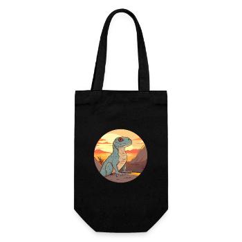 Basilisk Buntes Aquarell Cartoon Kawaii Tier - Geschenkbeutel für Flaschen - Schwarz - Vorne
