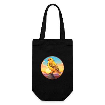 Canari oiseau coloré aquarelle dessin animé kawaii animal de compagnie - Sac à bouteille - noir - Devant