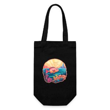 Coral Reef Fish Colorful Watercolor Cartoon Kawaii - Gift Bag for Bottles - black - Front