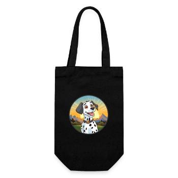 Dalmatinischer Hund Bunte Aquarell-Karikatur Kawaii - Geschenkbeutel für Flaschen - Schwarz - Vorne