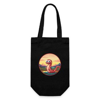 Regenwurm Buntes Aquarell Cartoon Kawaii Haustier - Geschenkbeutel für Flaschen - Schwarz - Vorne