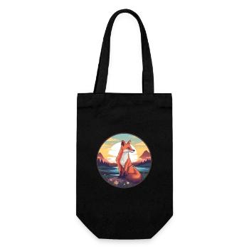 Gelehrter Fuchs Buntes Aquarell Cartoon Kawaii Haustier - Geschenkbeutel für Flaschen - Schwarz - Vorne