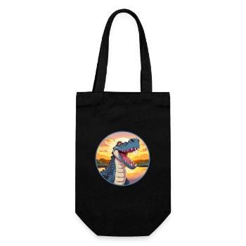 Crocodile Aquarelle Colorée Dessin Animé Kawaii Pet - Sac à bouteille - noir - Devant