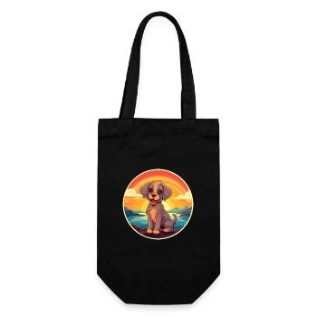 Chien Aquarelle Colorée Dessin Animé Kawaii Animal - Sac à bouteille - noir - Devant