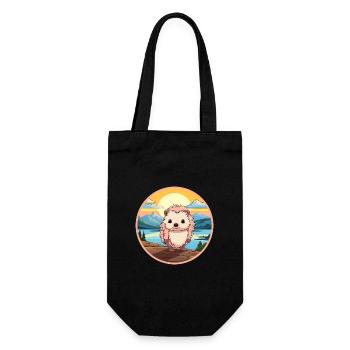 Igel Buntes Aquarell Cartoon Kawaii Tier - Geschenkbeutel für Flaschen - Schwarz - Vorne