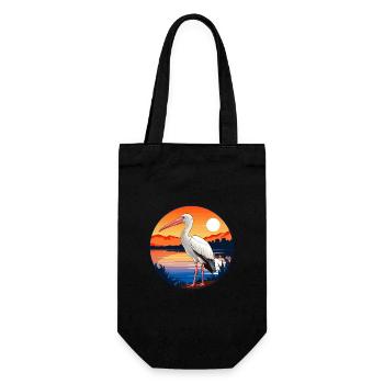 Ibis Colorful Watercolor Cartoon Kawaii Animal - Gift Bag for Bottles - black - Front