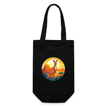 Kangaroo Colorful Watercolor Cartoon Kawaii Animal - Gift Bag for Bottles - black - Front