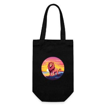 Lion Aquarelle Colorée Dessin Animé Kawaii Animal - Sac à bouteille - noir - Devant