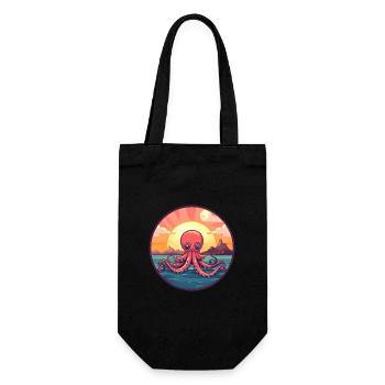 Oktopus Buntes Aquarell Cartoon Kawaii Tier - Geschenkbeutel für Flaschen - Schwarz - Vorne