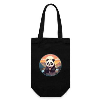 Panda Colorful Watercolor Cartoon Kawaii Animal - Gift Bag for Bottles - black - Front