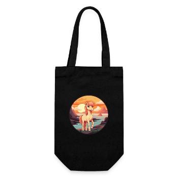 Poney Aquarelle Colorée Dessin Animé Kawaii Animal - Sac à bouteille - noir - Devant