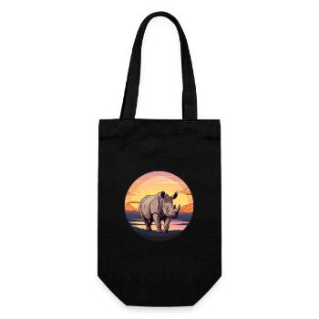 Rhino Colorful Watercolor Cartoon Kawaii Animal - Gift Bag for Bottles - black - Front