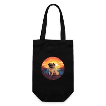 Pug Dog Colorful Watercolor Cartoon Kawaii Animal - Gift Bag for Bottles - black - Front