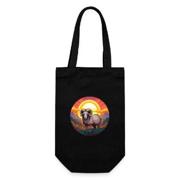 Ram Colorful Watercolor Cartoon Kawaii Animal - Gift Bag for Bottles - black - Front