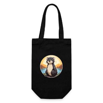 Skunk Aquarelle Colorée Dessin Animé Kawaii Animal - Sac à bouteille - noir - Devant