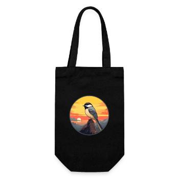 Meisenvogel Buntes Aquarell Cartoon Kawaii Tier - Geschenkbeutel für Flaschen - Schwarz - Vorne