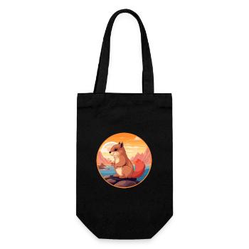 Eichhörnchen buntes Aquarell Cartoon Kawaii Tier - Geschenkbeutel für Flaschen - Schwarz - Vorne