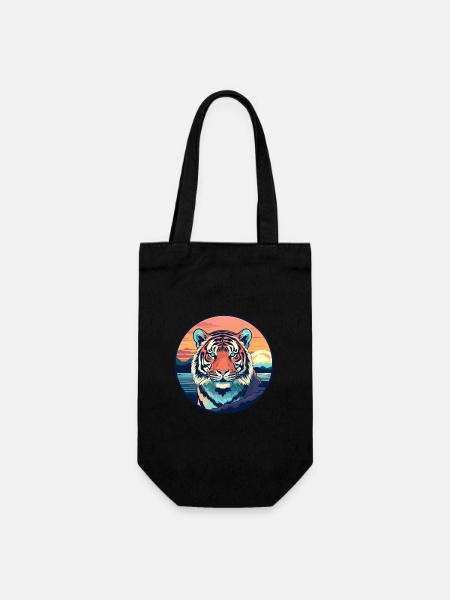Tiger Buntes Aquarell Cartoon Kawaii Tier - Geschenkbeutel für Flaschen - Schwarz