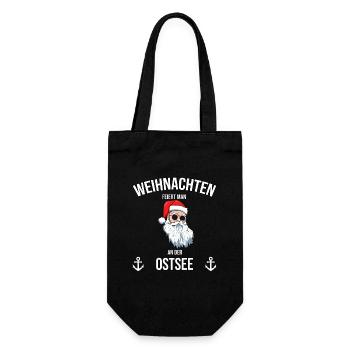 weihnachten feiert man an der Ostsee - Geschenkbeutel für Flaschen - Schwarz - Vorne