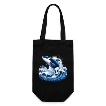 Blauer Orca - Geschenkbeutel für Flaschen - Schwarz - Vorne
