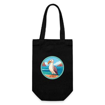 Albatross Watercolor Cartoon Kawaii Clipart Animal - Gift Bag for Bottles - black - Front