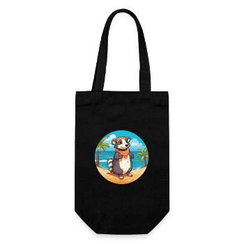 Blaireau Aquarelle Dessin Animé Kawaii Clipart Animal - Sac à bouteille - noir - Devant